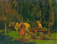 Vasily Belikov Haymaking time Rural Landscape