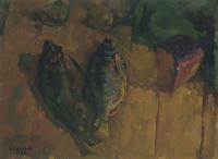 Vasily Belikov Still life with fish and bread Still Life